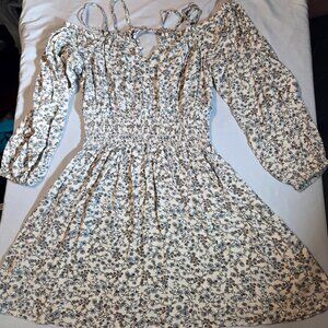 Old Navy floral mini dress with tie-up back and off-the-shoulder babydoll y2k